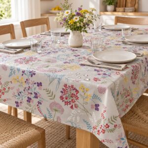 Tovaglia fiori multicolore antimacchia resinata 140x240 cm impermeabile