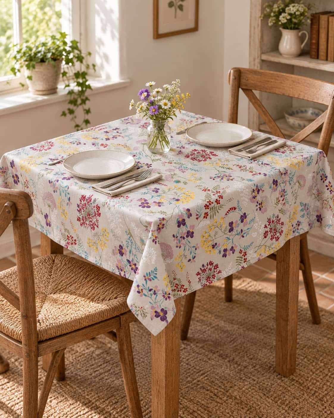 Tovaglia Fiori Multicolore 90x90 cm – Tavolo Quadrato