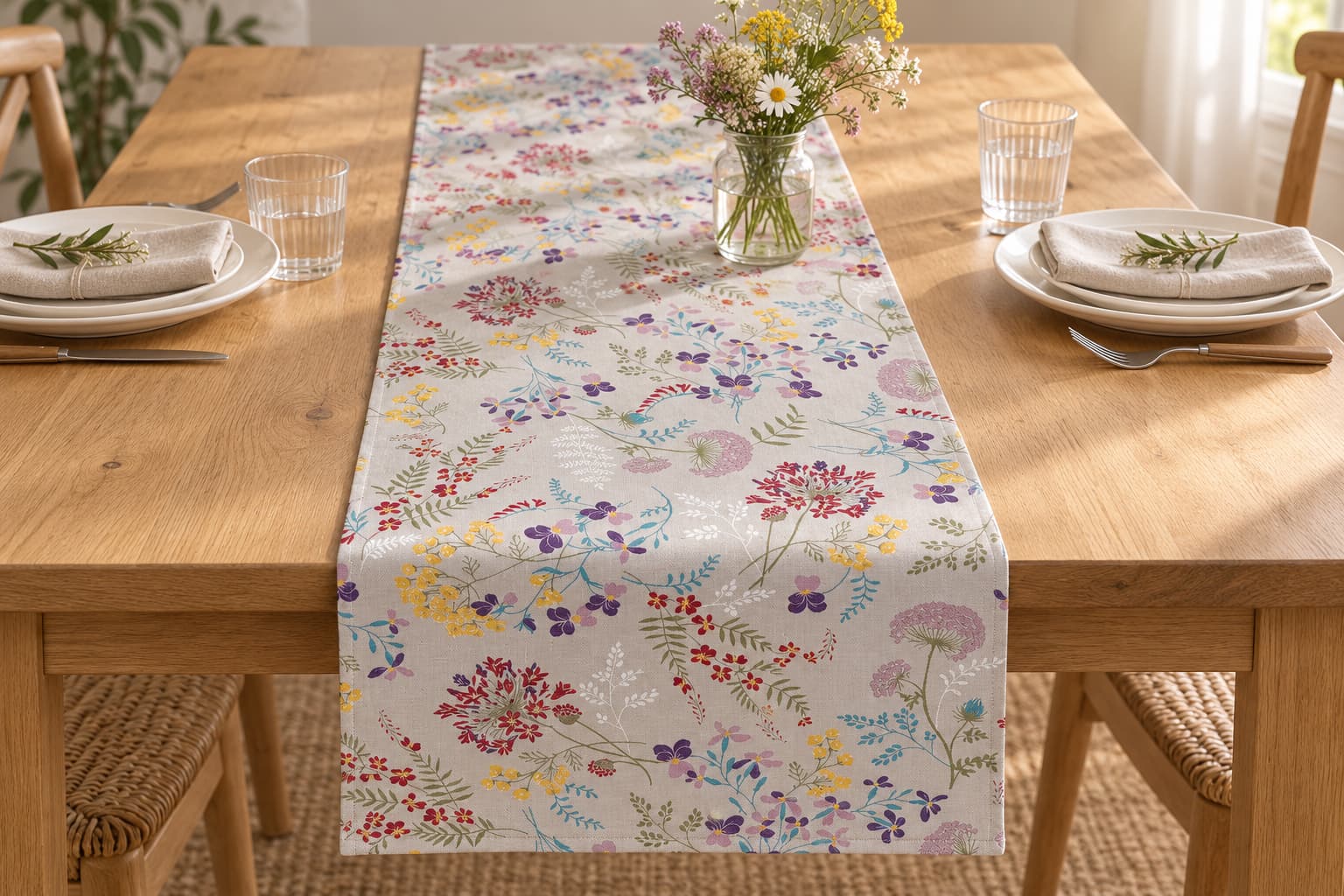 Runner fiori multicolore 45x140 cm coordinato stile country