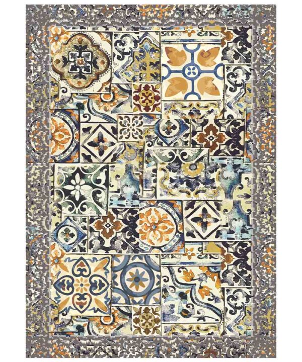 Tappeto moderno "Emozioni d'Artista deruta " con stampa digitale di orifice, collezione Suardi - fondo antiscivolo