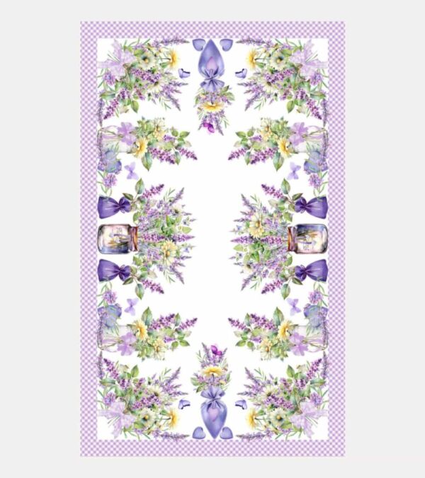 Tovaglia copritavolo in cotone 100% con stampa digitale Lavanda Made in Italy