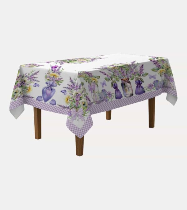 Tovaglia copritavolo in cotone 100% con stampa digitale Lavanda Made in Italy