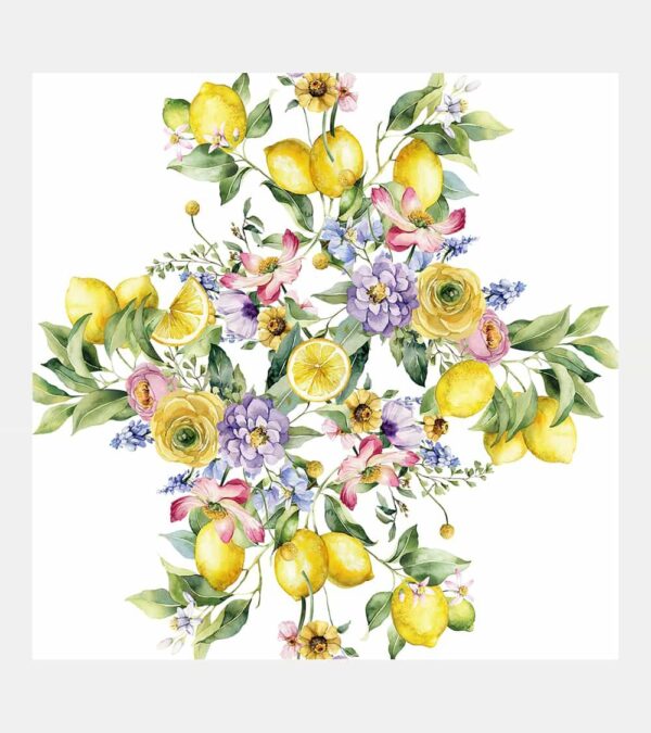 Tovaglia copritavolo in cotone 100% con stampa digitale Lemon Made in Italy
