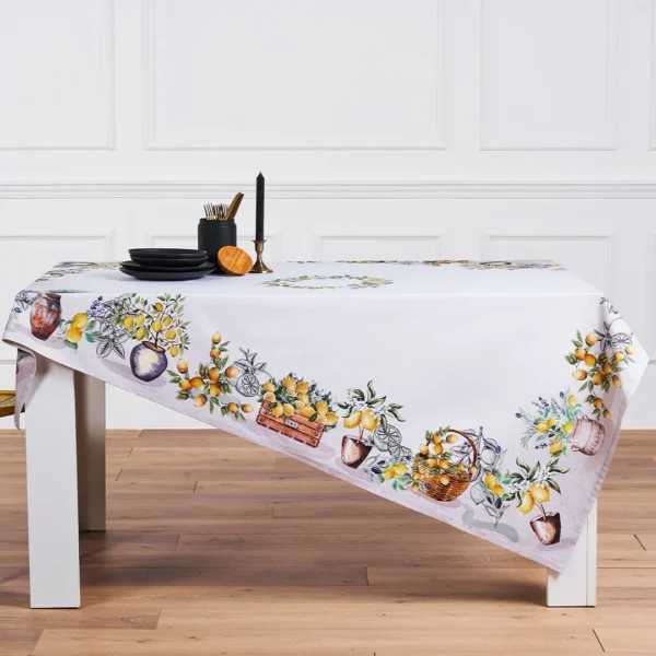 Tovaglia floreale Tiffany 10 Vingi in cotone 100% con stampa digitale, made in italy