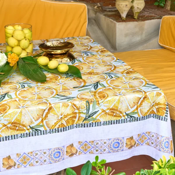 Tovaglia limoni Tiffany 16 Vingi in cotone 100% con stampa digitale,made in italy