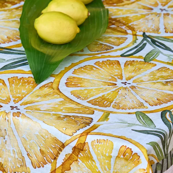 Tovaglia limoni Tiffany 16 Vingi in cotone 100% con stampa digitale,made in italy