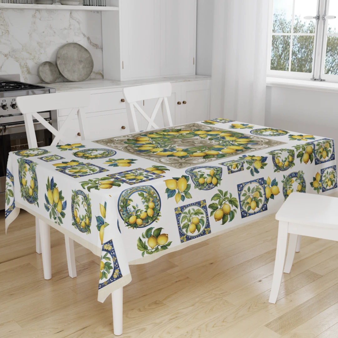 Tovaglia limoni Tiffany 39 Vingi in cotone 100% con stampa digitale,made in italy