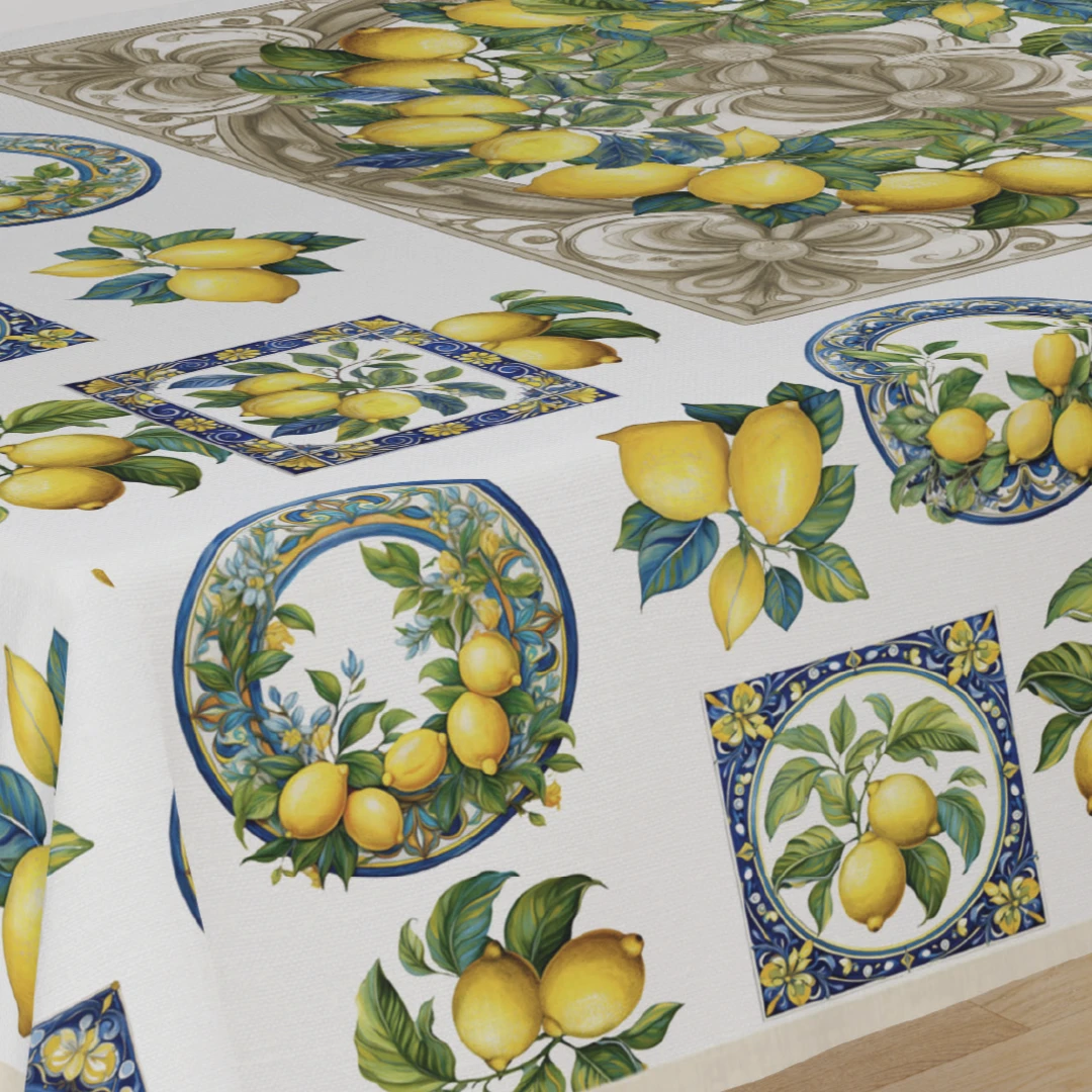 Tovaglia limoni Tiffany 39 Vingi in cotone 100% con stampa digitale,made in italy