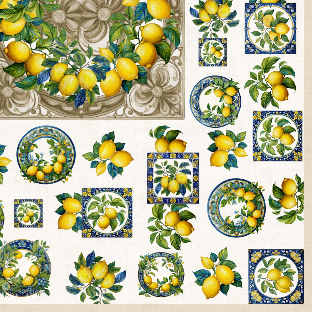 Tovaglia limoni Tiffany 39 Vingi in cotone 100% con stampa digitale,made in italy