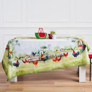 Tovaglia Tiffany 26 by Vingi con stampa rustica galli e galline – Made in Italy