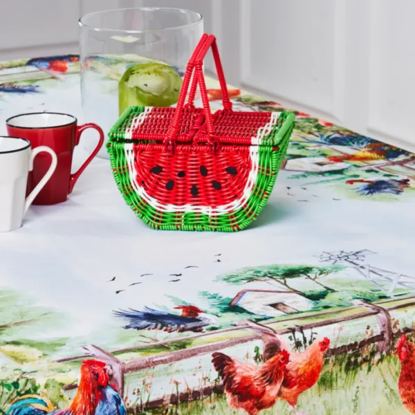 Tovaglia Tiffany 26 by Vingi con stampa rustica galli e galline – Made in Italy