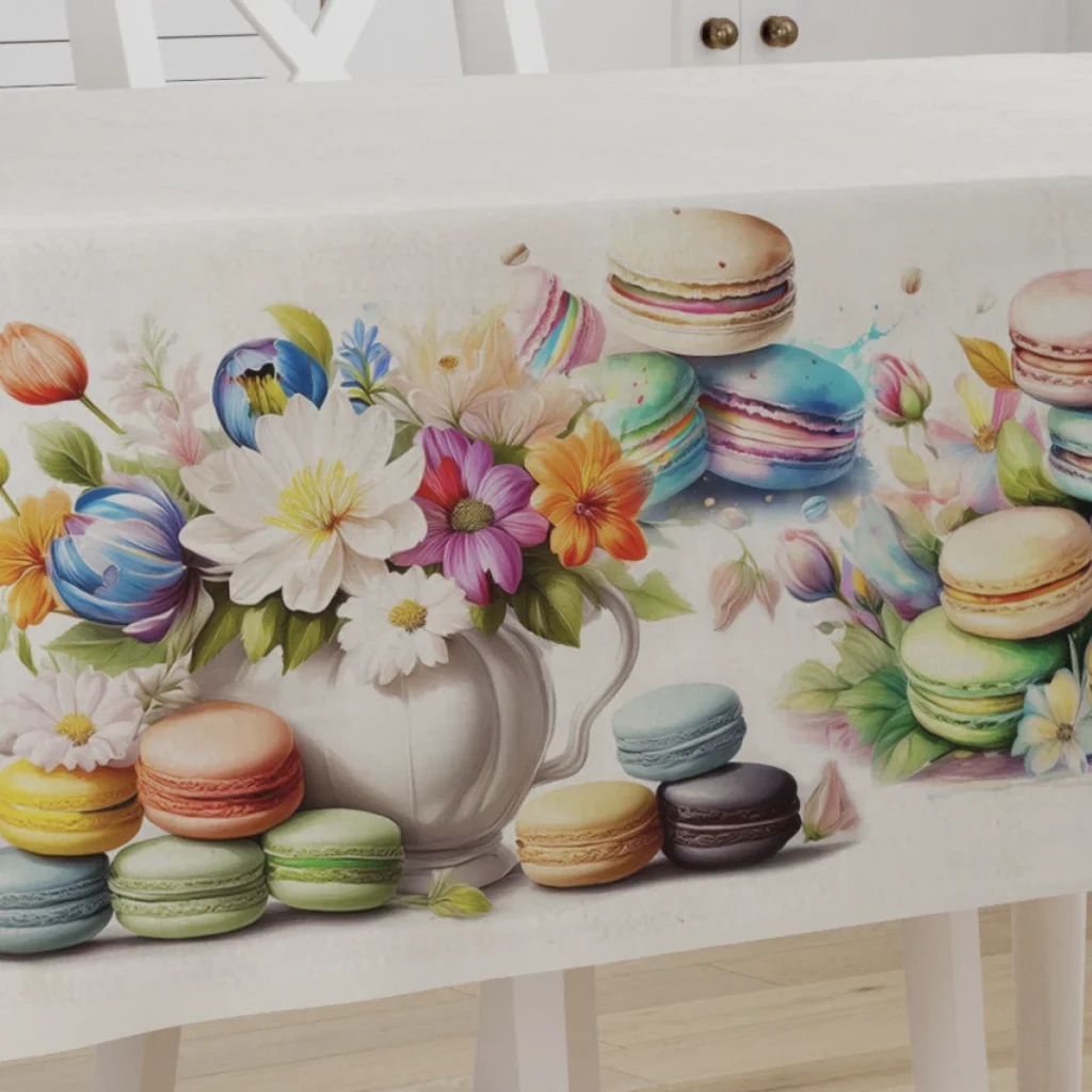 Tovaglia TIFFANY 36 Vingi in cotone 100% con stampa digitale macaron floreale, Made in Italy