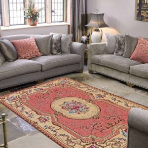 tappeto aubusson Rosa classico elegante antiscivolo lavabile soggiorno