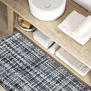 tappeto bagno antracite texture intrecciata morbido antiscivolo
