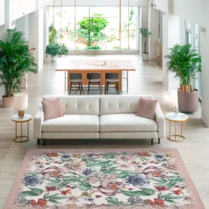 Tappeto Elisir Multicolore floreale antiscivolo in ciniglia Jacquard Made in Italy