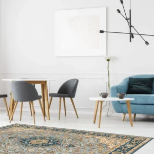 tappeto silk azzurro effetto seta persiano elegante soggiorno
