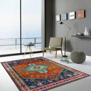 tappeto silk arancione effetto seta persiano antiscivolo soggiorno