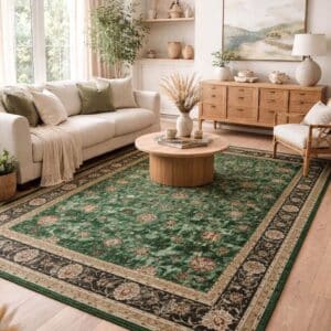 tappeto silk verde effetto seta persiano elegante antiscivolo soggiorno