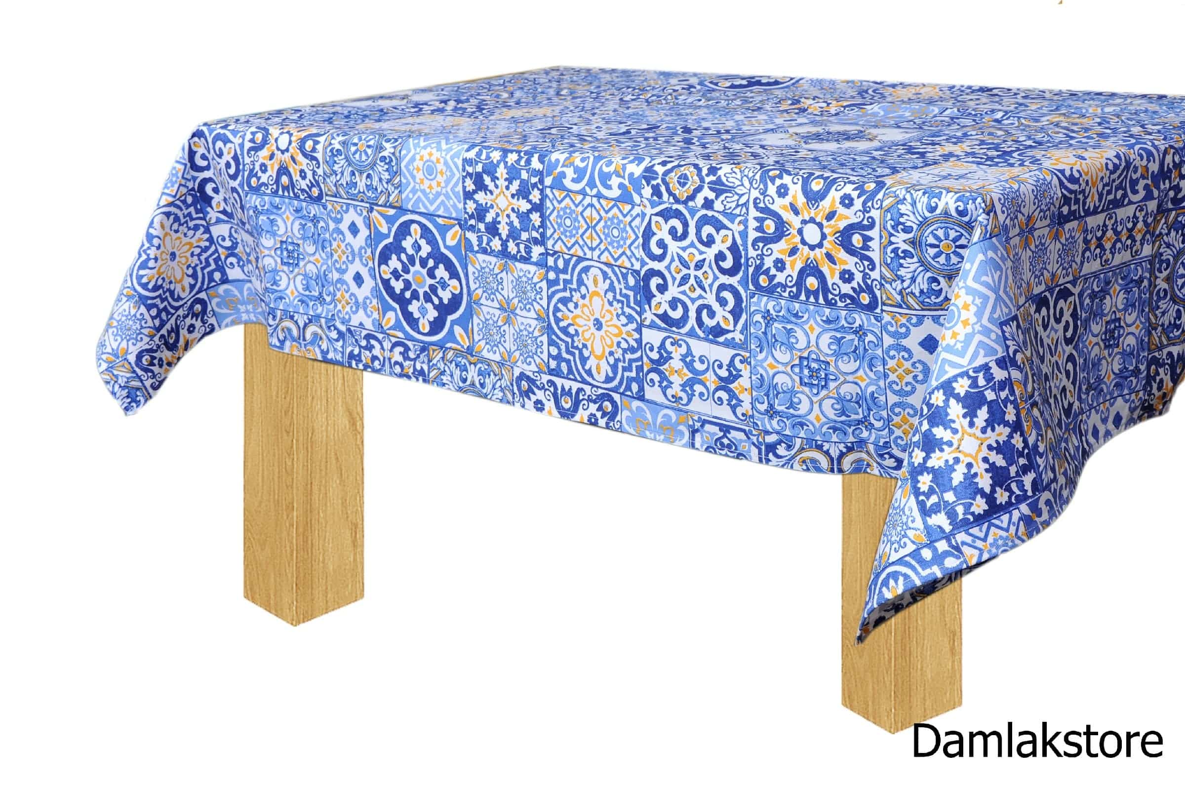 Tovaglia Miros Maiolica Blu – Stile Mediterraneo in 100% Cotone - immagine 2