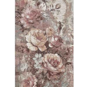 Tappeto rose color cipria a fantasia rose vintage effetto shabby chic Made in Italy per soggiorno