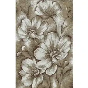 Tappeto Asturia Fango con fantasia floreale elegante Made in Italy vista intera