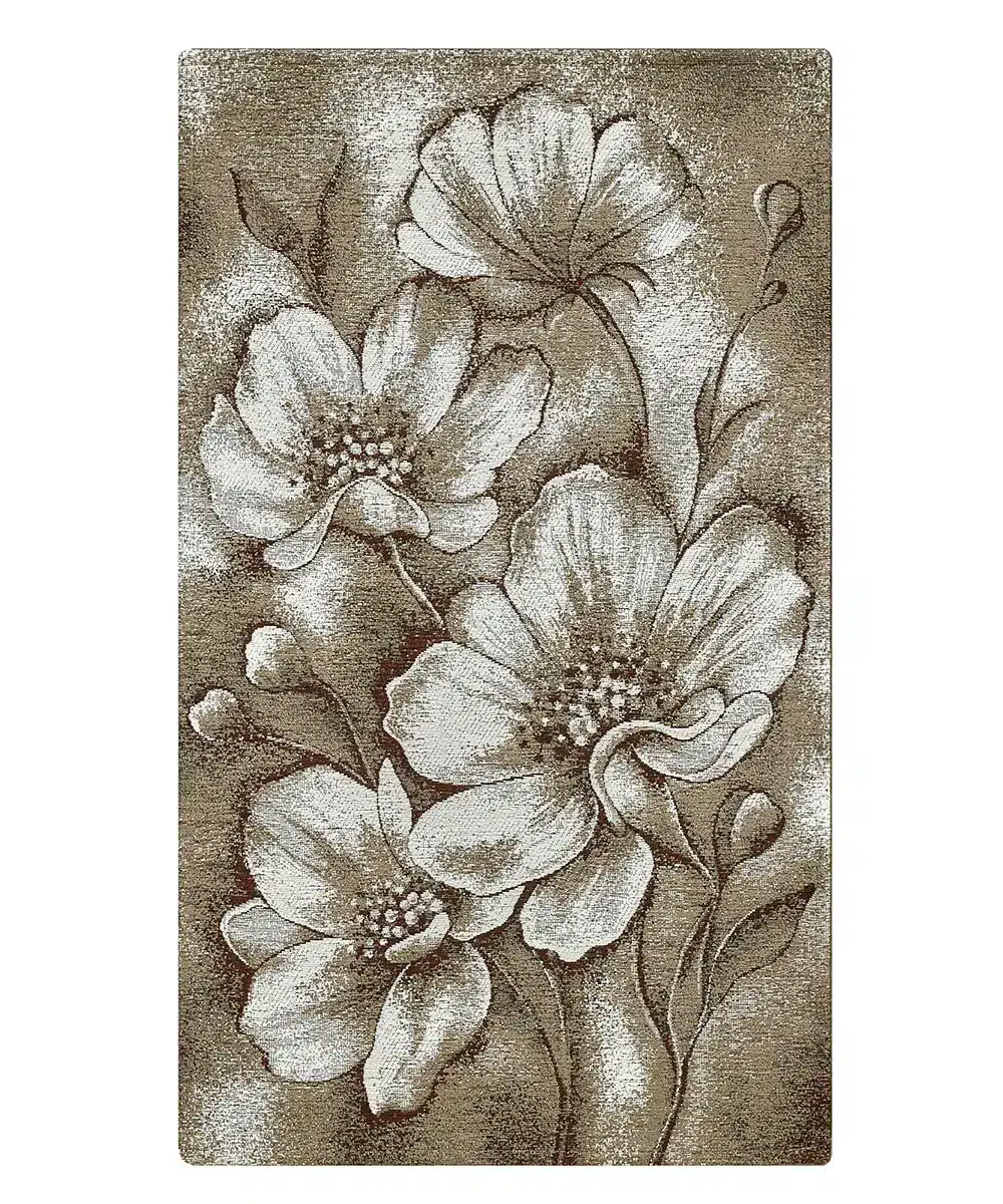 Tappeto Asturia Fango con fantasia floreale elegante Made in Italy vista intera