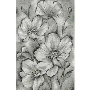 Tappeto Asturia grigio con fantasia floreale elegante Made in Italy vista intera