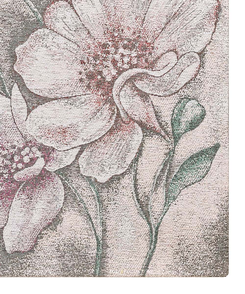Dettaglio della fantasia floreale del tappeto Asturia Multicolor con tessitura jacquard