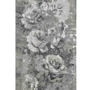 Tappeto rose color grigio a fantasia rose vintage effetto shabby chic Made in Italy per soggiorno