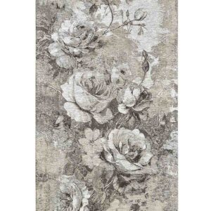 Tappeto rose color tortora a fantasia rose vintage effetto shabby chic Made in Italy per soggiorno