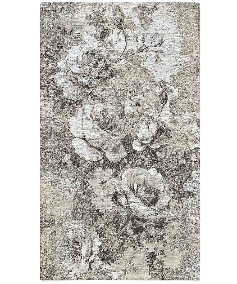 Tappeto rose color tortora a fantasia rose vintage effetto shabby chic Made in Italy per soggiorno