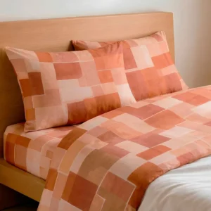 Completo lenzuola in cotone Brick Arancio - foto 1