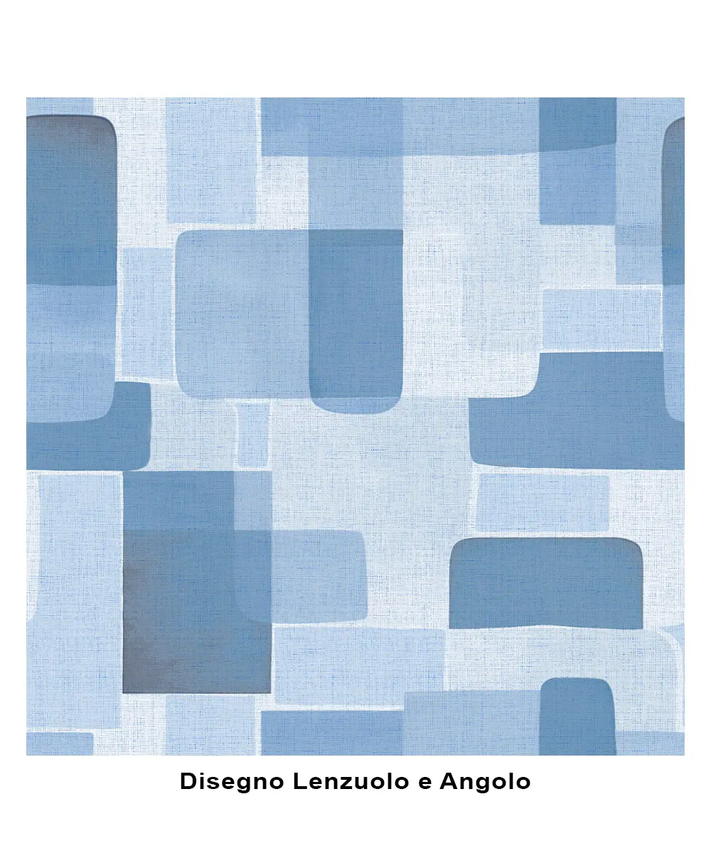 Completo lenzuola in cotone Brick Azzurro - foto 2