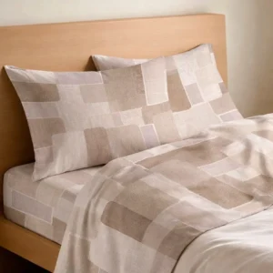 Completo lenzuola in cotone Brick Beige - foto 1