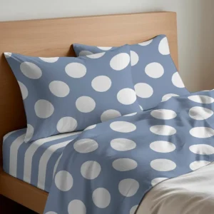 Completo lenzuola in cotone Pois Azzurro - foto 1