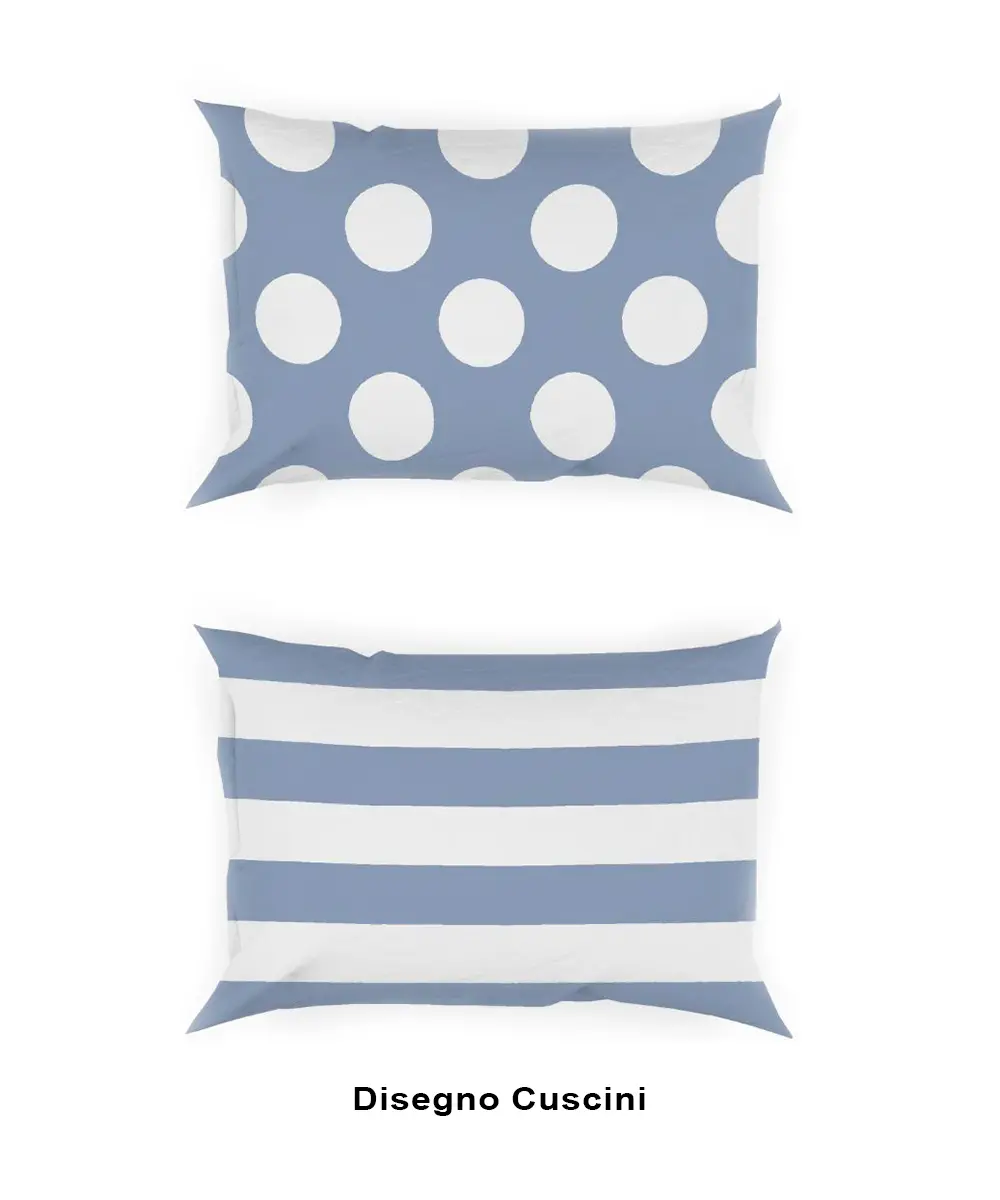 Completo lenzuola in cotone Pois Azzurro - foto 3
