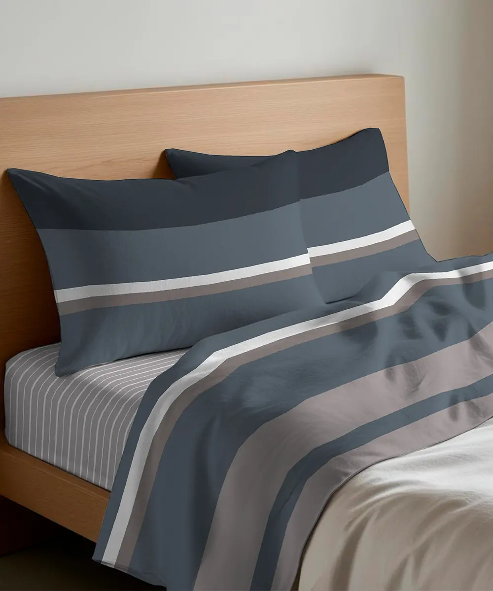 Completo lenzuola in cotone Scia Grigio - foto 1