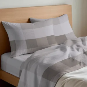 Completo lenzuola in cotone Scotland Beige Grigio - foto 1