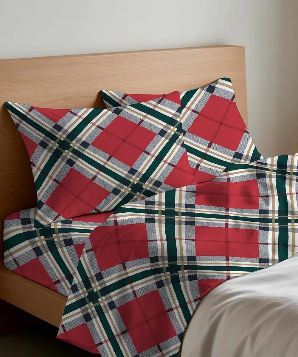 Completo lenzuola in cotone Tartan - foto 1