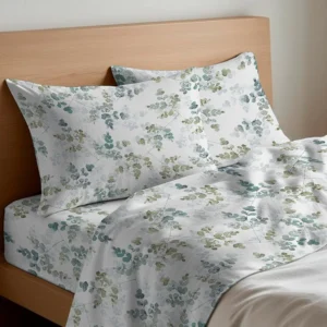 Completo lenzuola in flanella Petalo Verde 100% cotone - foto 1