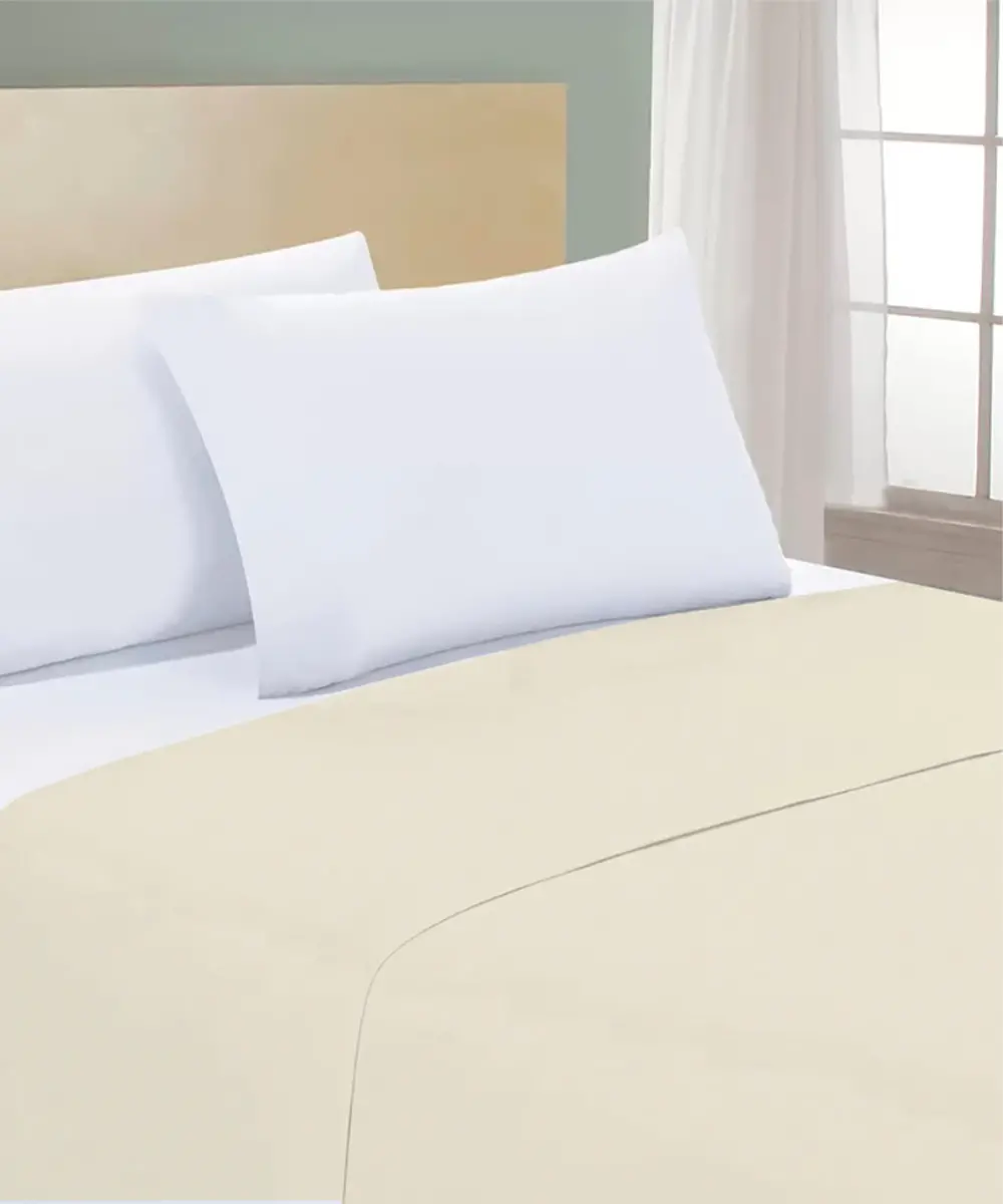 Completo lenzuola in percalle di cotone Beige - foto 2