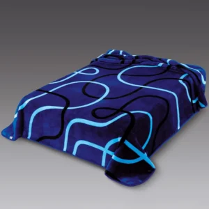 Coperta Ster 241 Blu: coperta in microfibra effetto velluto con linee curve e avvolgenti dal gusto moderno - foto 1