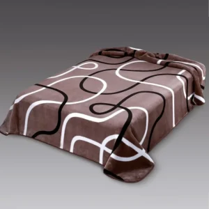 Coperta Ster 241 Marrone: coperta in microfibra effetto velluto con linee curve e avvolgenti dal gusto moderno - foto 1
