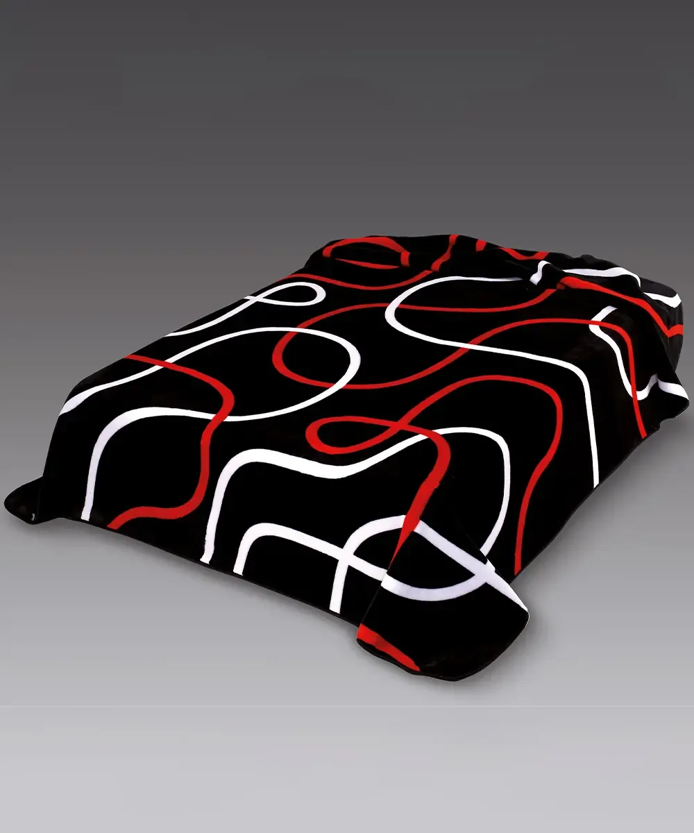 Coperta Ster 241 Nero: coperta in microfibra effetto velluto con linee curve e avvolgenti dal gusto moderno - foto 1