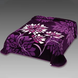 Coperta Ster 270 Lilla: coperta in microfibra effetto velluto con grandi fiori stilizzati dal gusto moderno - foto 1