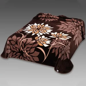 Coperta Ster 270 Marrone: coperta in microfibra effetto velluto con grandi fiori stilizzati dal gusto moderno - foto 1