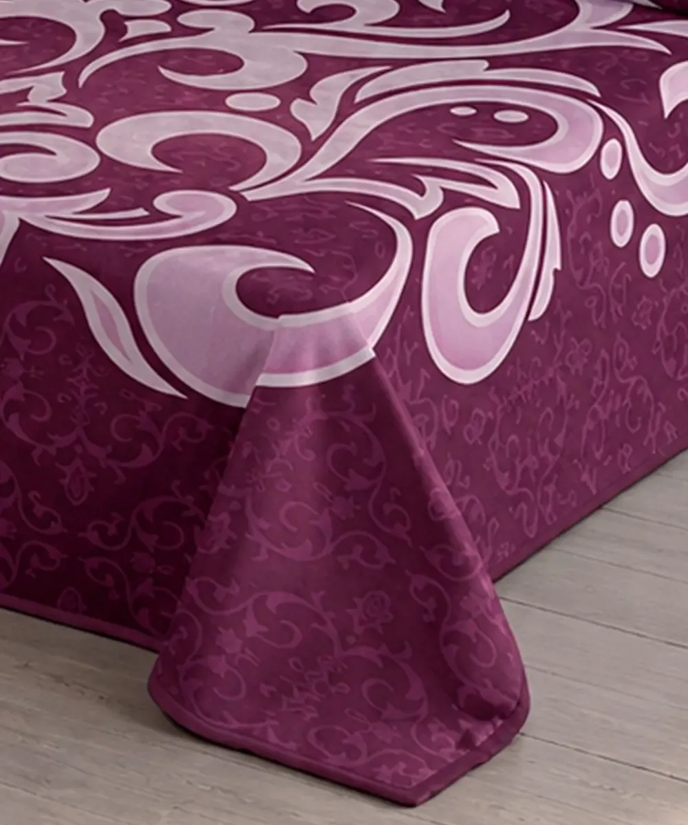 Coperta Ster 289 Lilla: coperta in microfibra effetto velluto con un elegante decoro a volute tono su tono - foto 2