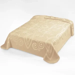 Coperta Ster 516 Avorio: coperta in microfibra effetto velluto con una elegante tinta unita con decoro a volute in rilievo tono su tono - foto 1