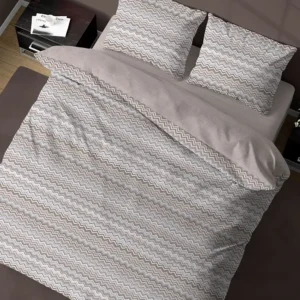 Parure Copripiumino Baia Beige con un motivo a zig-zag nei toni del beige - foto 1