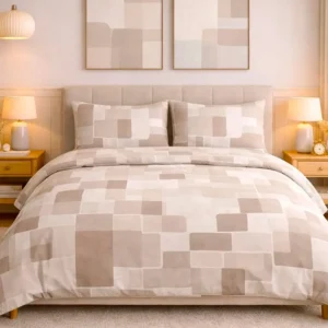 Parure Copripiumino Brick Beige con un motivo a blocchi nei toni del beige - foto 1